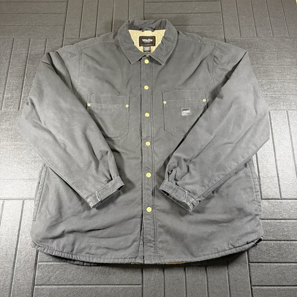 Walls Workwear Black Duck Canvas Jacket Sherpa Lined Men's XL Heavy Duty